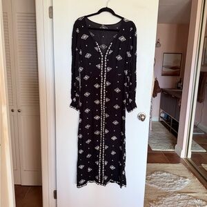 Free People Black Embroidered Midi